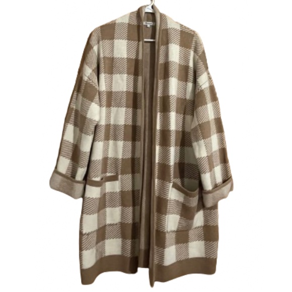 Madewell Brown and Cream Plaid Cardigan - Picture 1 of 6